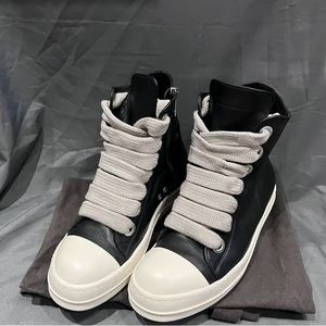 Rick Owens Jumbo Laces High Top Black/Milk Sneakers